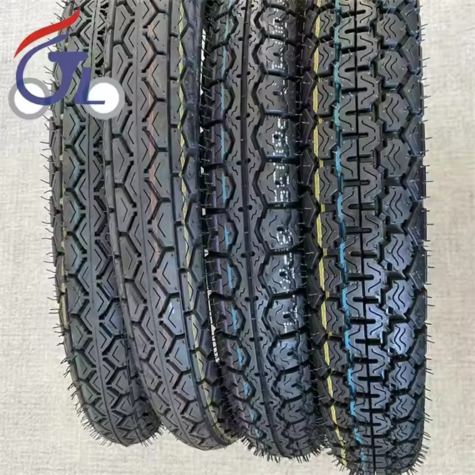The inside and outside tires of the motorcycle