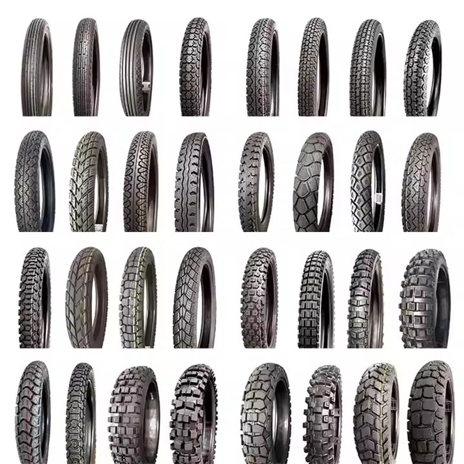 The inside and outside tires of the motorcycle
